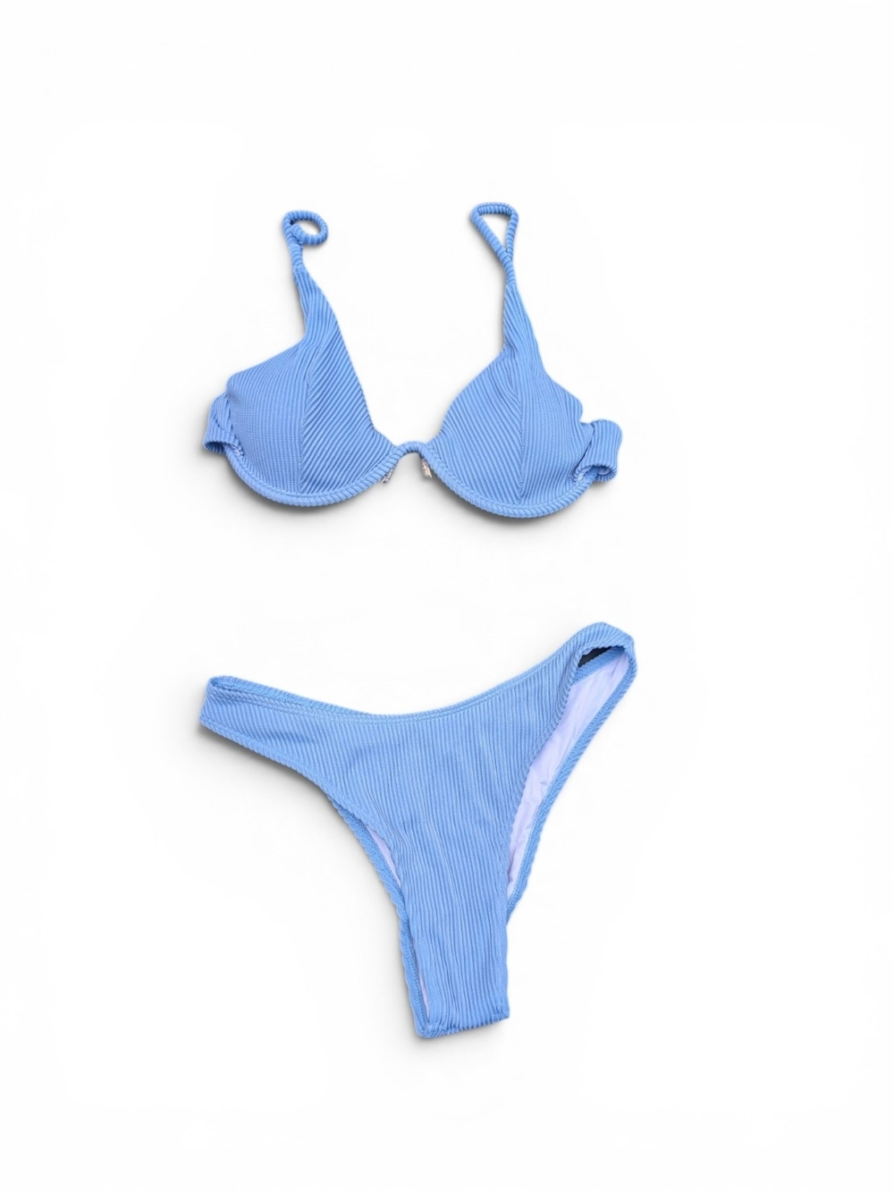 Light Blue Ribbed Underwire Bikini Set